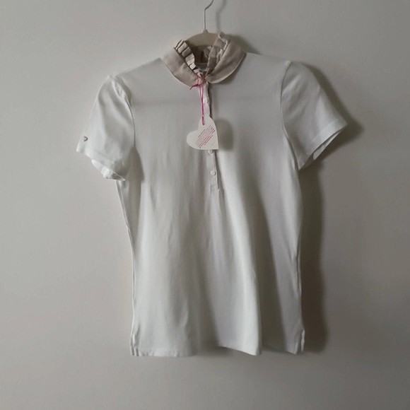 Tops - Cream Fitted Button Down Polo Shirt
